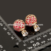 2015 red crystal gold ball earring